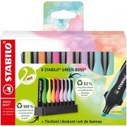 Sada zvýrazňovačov STABILO GREEN BOSS 8S so 4 rôznymi pastelovými a neónovými farbami