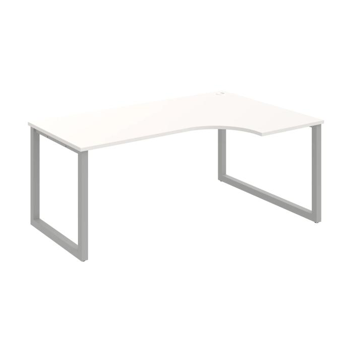 Pracovný stôl UNI O, ergo, ľavý, 180x75,5x120 cm, biela/sivá