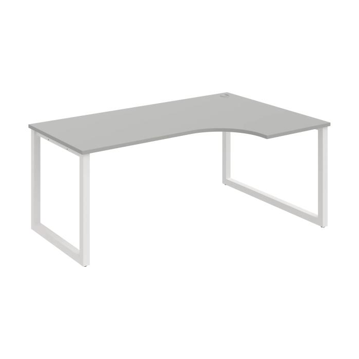 Pracovný stôl UNI O, ergo, ľavý, 180x75,5x120 cm, sivá/biela