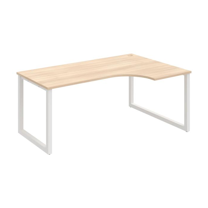 Pracovný stôl UNI O, ergo, ľavý, 180x75,5x120 cm, agát/biela