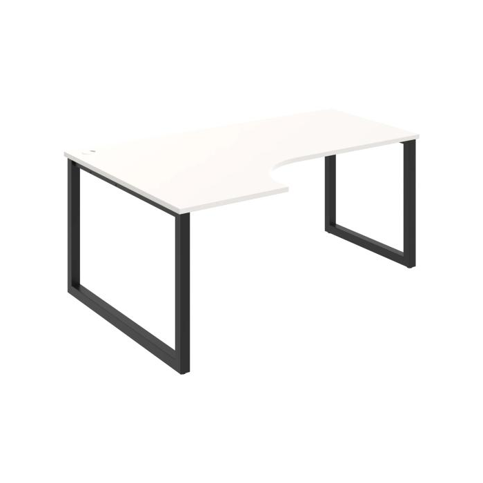 Pracovný stôl UNI O, ergo, pravý, 180x75,5x120 cm, biela/čierna