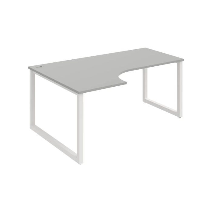 Pracovný stôl UNI O, ergo, pravý, 180x75,5x120 cm, sivá/čierna