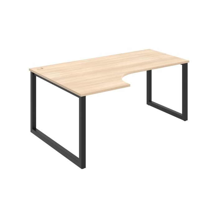 Pracovný stôl UNI O, ergo, pravý, 180x75,5x120 cm, agát/čierna