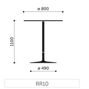 Barový stolík Chic RR10, p 80cm, v 110cm, čierny rám, čierna doska