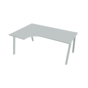 Pracovný stôl UNI A, ergo, pravý, 180x75,5x120 cm, sivá/sivá