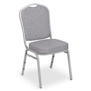 Banketová stolička Silver Smooth, strieborný rám, látka sivá