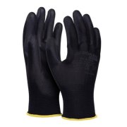 Rukavice pletené, polomáčané DONAU SAFETY PU kat. II čierne veľ. 8