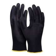 Rukavice pletené, polomáčané DONAU SAFETY PU kat. II čierne veľ. 10
