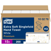 Papierové utierky extra jemné ZZ/C 2-vrstv. TORK Singlefold biele H3 (15bal.)