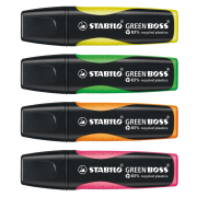 Sada zvýrazňovačov STABILO GREEN BOSS  4 ks Stolný set  zelená, ružová, oranžová, žltá