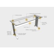 Pracovný stôl Cross, ergo, pravý, 180x75,5x120 cm, dub/kov